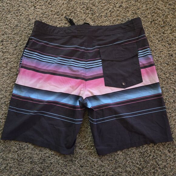 No Boundries Men's 38 Striped Board shorts Stretch UPF 50 Quick Dry Swim Trunks - Picture 3 of 4